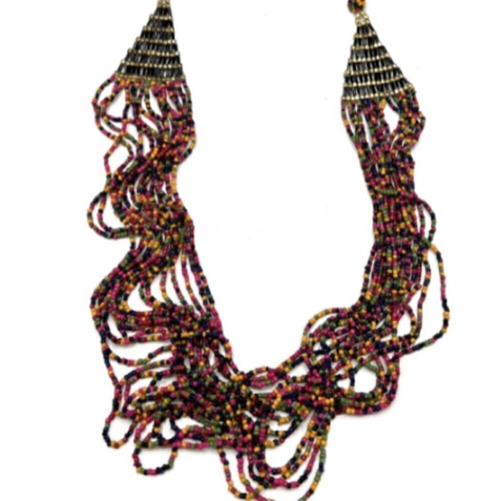 Charming Charlie Boho long beaded necklace earring set